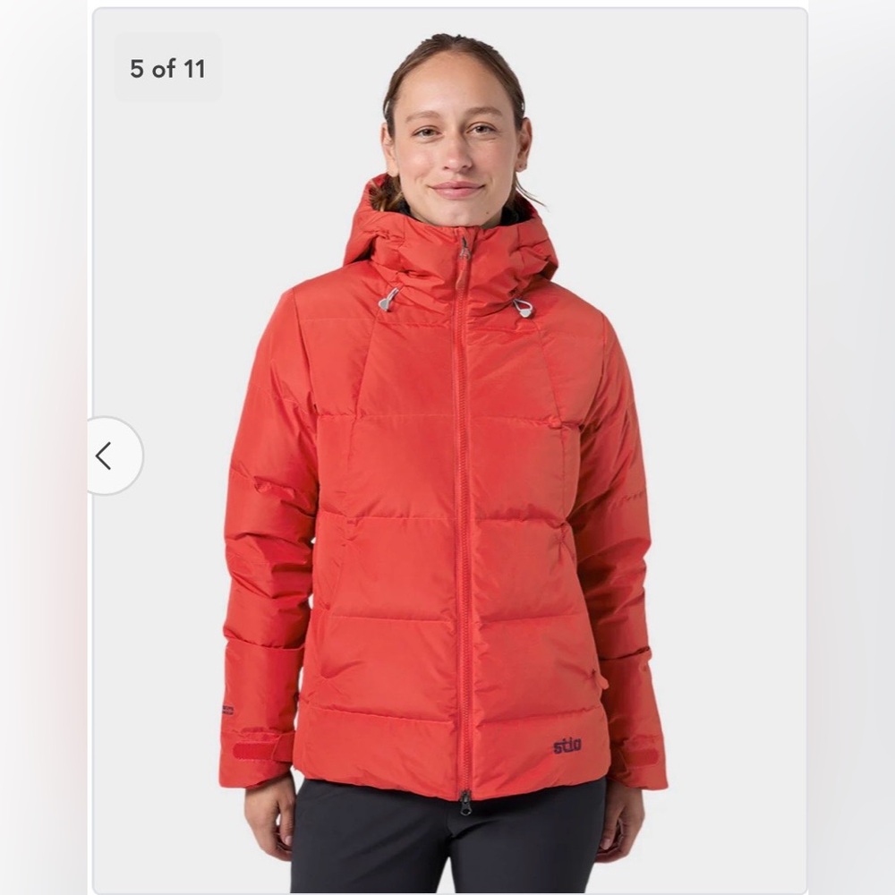 Stio Women’s Red Colter WINDSTOPPER Down Jacket with Hood, size S